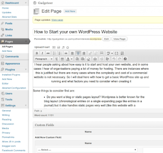 Wordpress Dashboard