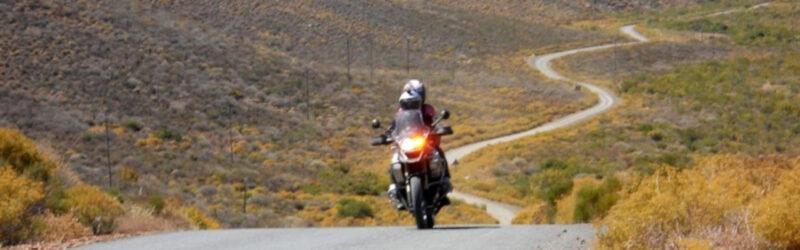 Motorcycle riding through mountains