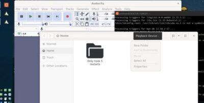 Screenshot showing Linux app running inside Windows 10