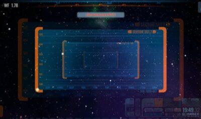 Screenshot of the star trek themed screensaver with stars and various themed menu icons