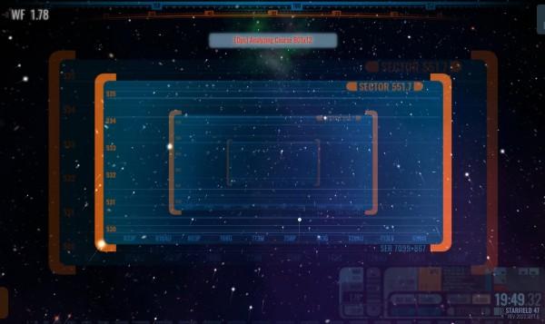 Screenshot of the star trek themed screensaver with stars and various themed menu icons