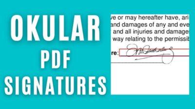 Title: Okular PDF signatures, with image of a signature on a page