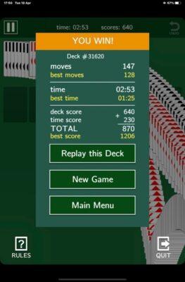 Screenshot showing end of game stats and a score of 1,206.