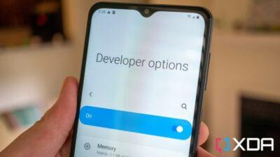 Phone screen showing title Developer options