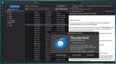 Thunderbird application screen