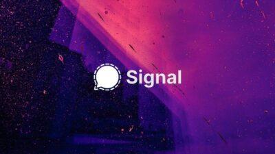 Purple blue background with title Signal and logo in white font