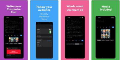 Apple App Store screen for Nootti stating Write Once Customise Post, Follow Your Audience, Words Count Use Them All, and Media Included.