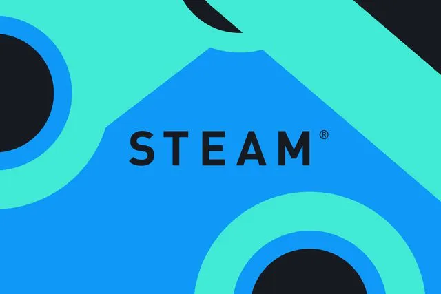 Blue and green patterned background with title STEAM in black font