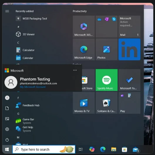 A windows 11 style Start Menu open.