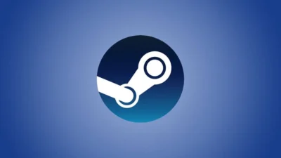 Light blue background with circular Steam logo in the centre