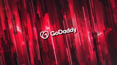 Red colour background with word GoDaddy in white font