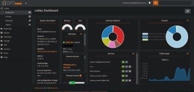 OPNsense dashboard showing stats for the firewall