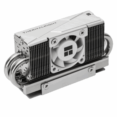5 signs your NVMe SSD might actually need a heatsink 8 A compact silver CPU cooler with a fan and heat pipes, featuring the "Thermalright" logo on top, designed for efficient heat dissipation.
