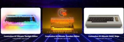 You can once again buy an official Commodore C64 4 Three Commodore 64 Ultimate models: Starlight Edition with vibrant colors, Founders Edition with a glowing logo, and BASIC Beige.